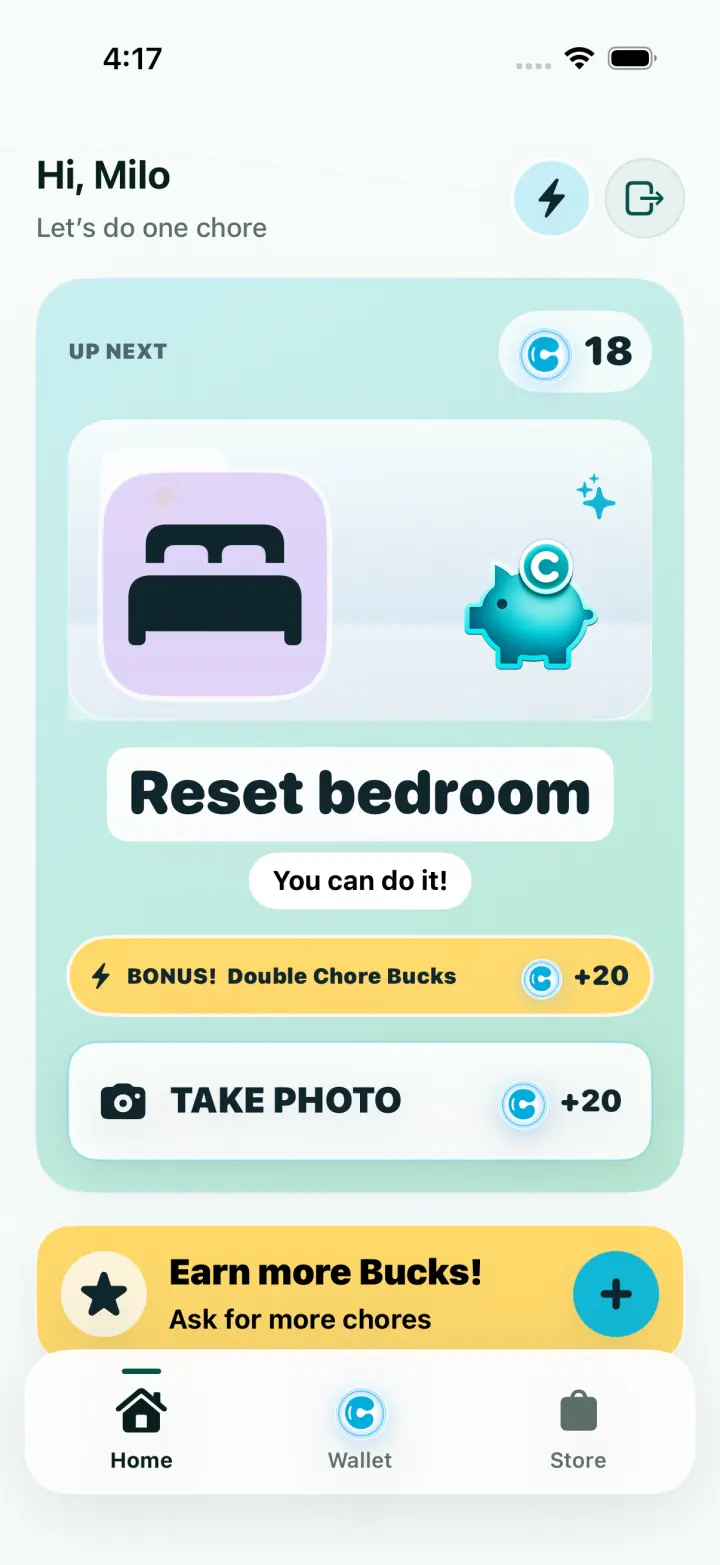 ChoreRally child home screen