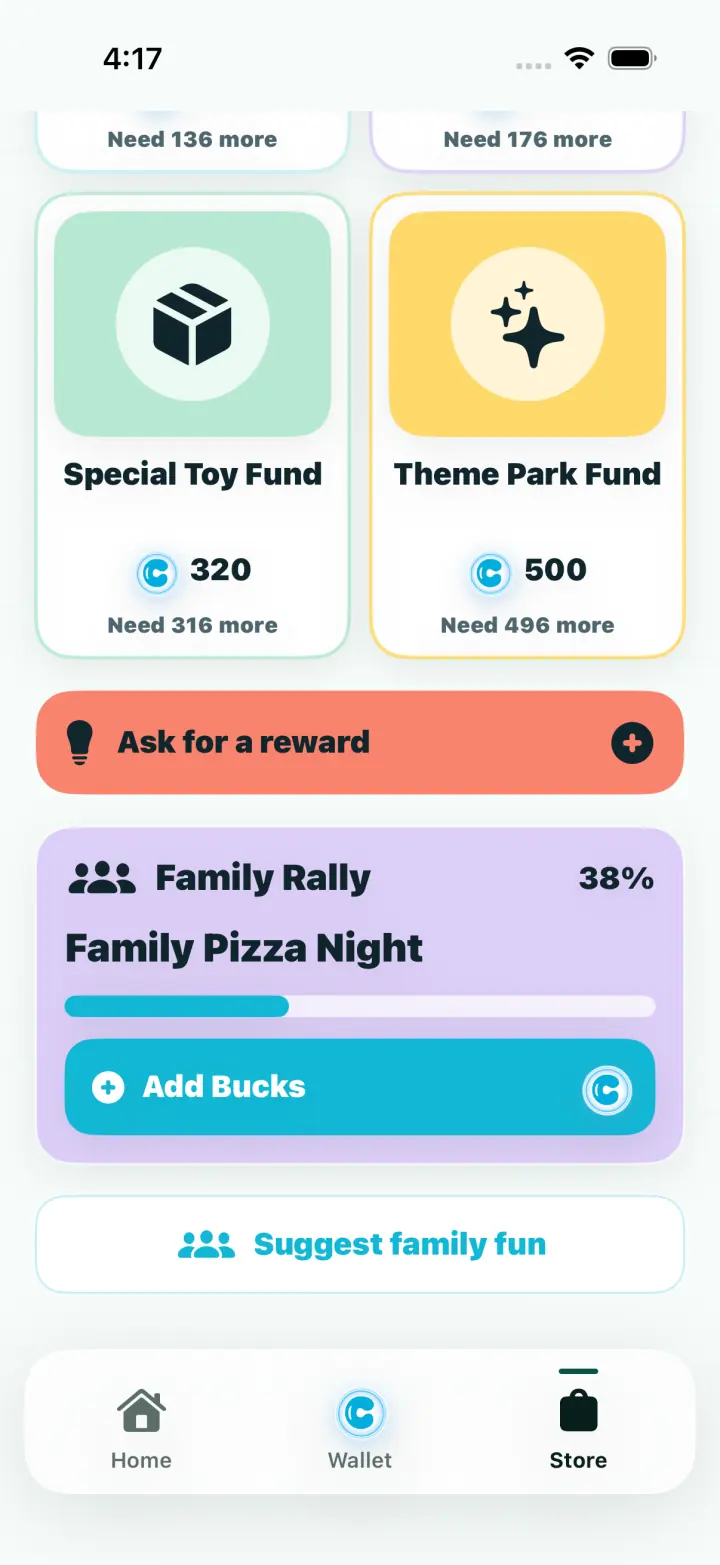 ChoreRally child rewards store with a mystery reward